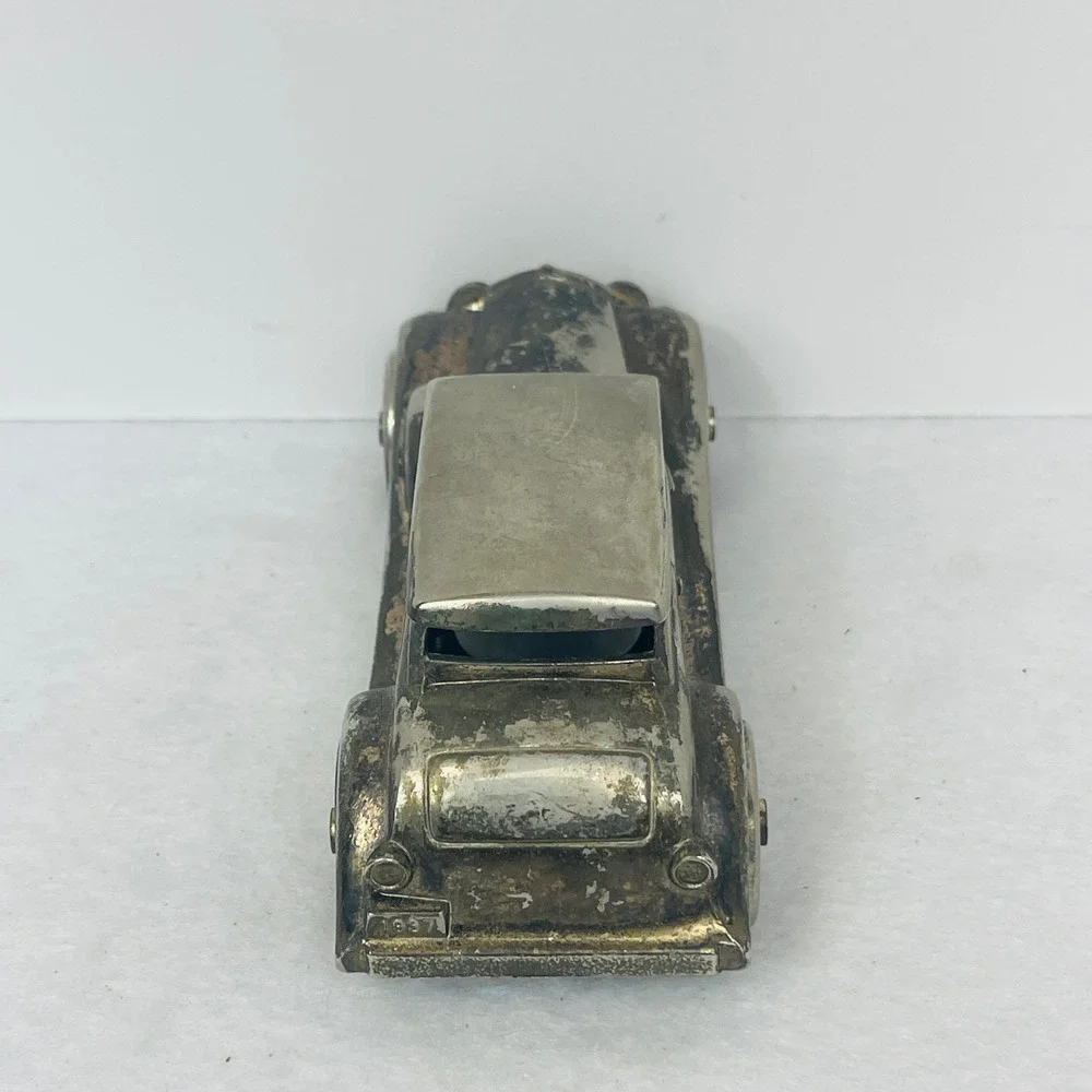 Vintage 1937 Rolls Royce Phantom Metal Coin Bank Silver Tone Die Cast Car 5.5in
